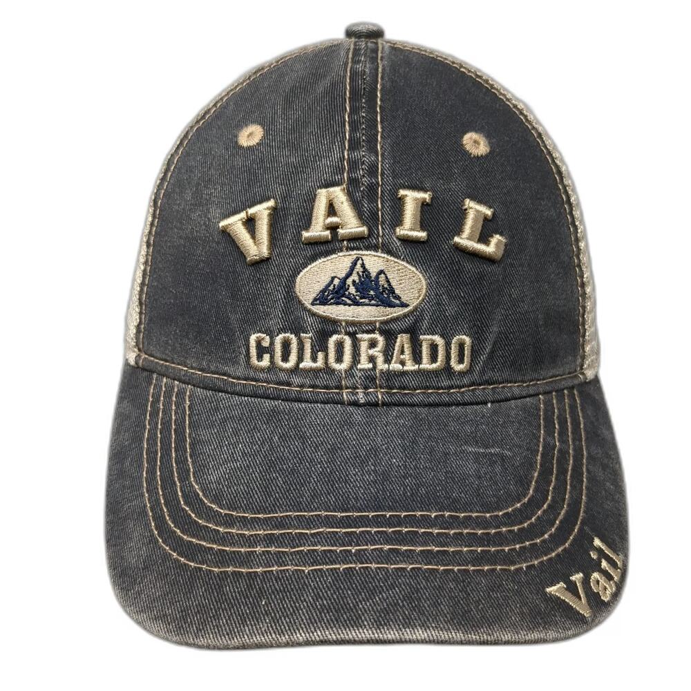 Lucky 7 Trucker Hat Gray One Size Vail Colorado Mountain Souvenir Snapback Mesh